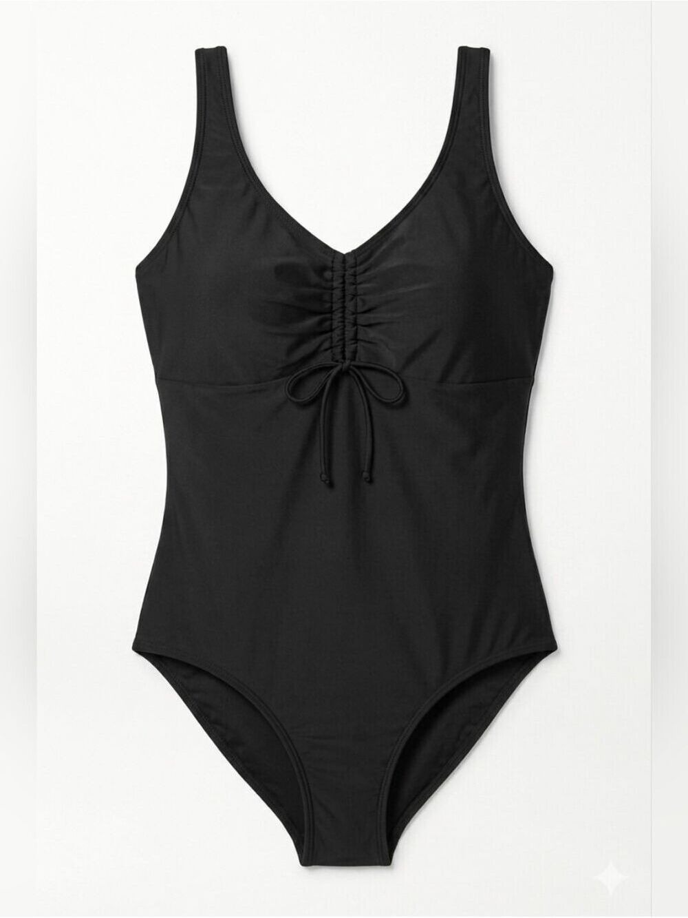 Black One-Piece Swimsuit, XL, NIB, Adjustable Neckline Bathing Suit